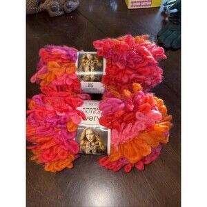 2 Red Heart Boutique Swerve Yarn 3.5 oz 11 yards NEW Shades of Pink Orange